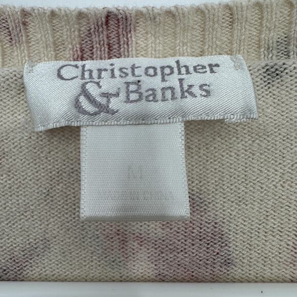 Christopher & Banks Cardigan Sweater Womens Medium Fall Leaf Print Button Front - Picture 5 of 9